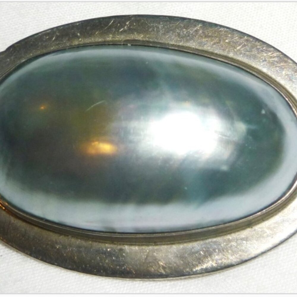 VINTAGE DESIGNER GFMW .925 STERLING SILVER MOTHER OF PEARL DRESSY PIN BROOCH